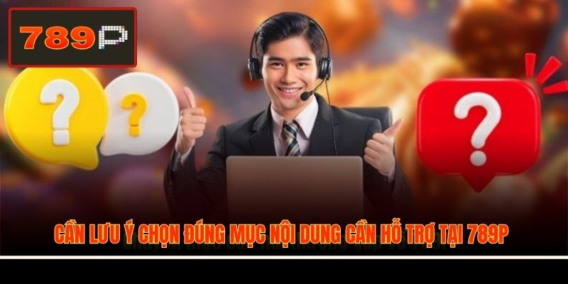 Cần lưu ý chọn đúng mục nội dung cần hỗ trợ tại 789P